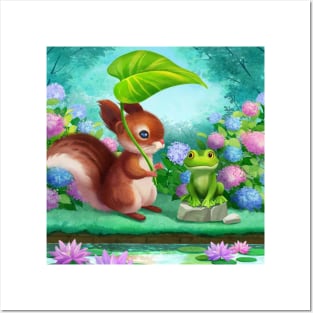 Squirrels and frogs Posters and Art